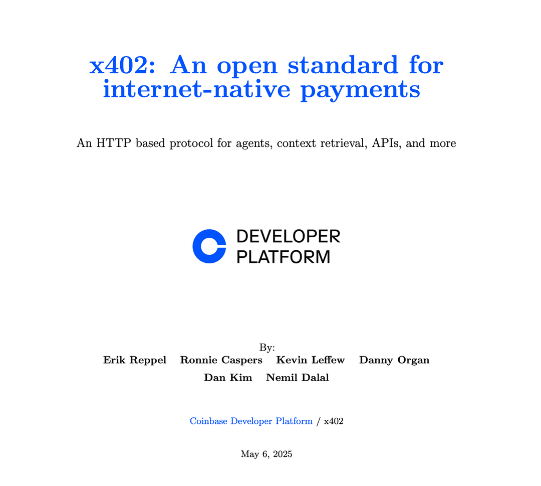 Cover page of the Coinbase x402 whitepaper: an open standard for internet-native payments